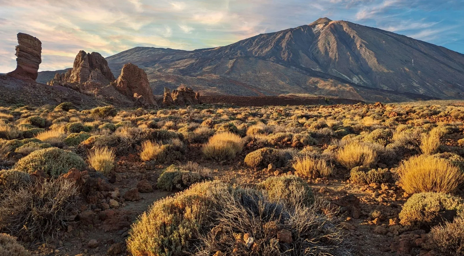 Roques de García rock formations below Mount Teide in golden afternoon light