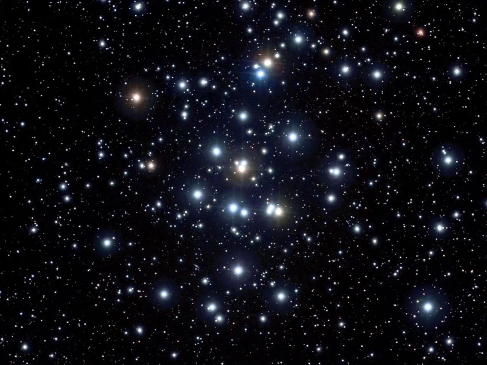 A bright open star cluster resolved against the dark sky