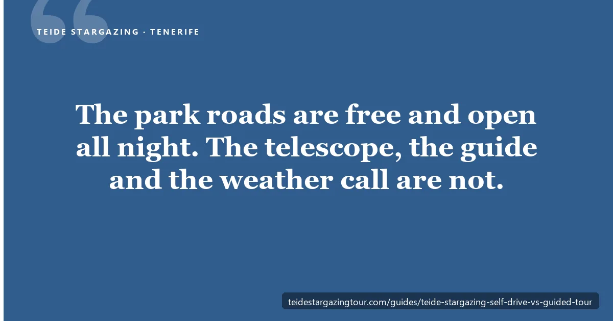 Teide stargazing self-drive versus a guided tour, compared
